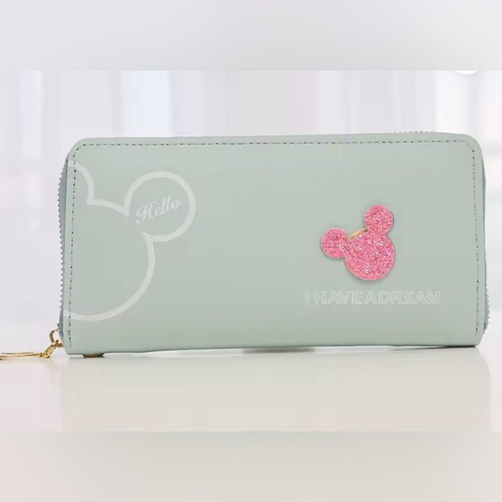 Pale Blue Micky Mouse Long Wallet